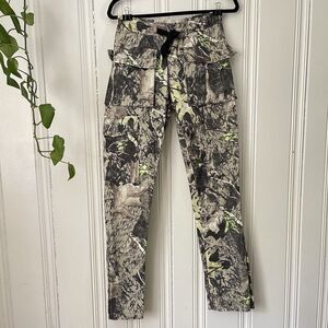 Nova Men Brown Green Tree Print Combo Drawstring Worker Slim Cargo Pants Size S